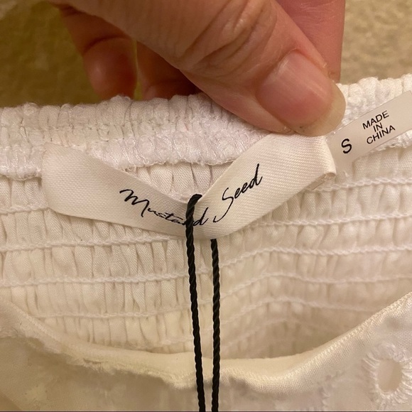 NWT~MUSTARD SEED White Eyelet Spaghetti Strap Summer Dress Size Small - Picture 7 of 10